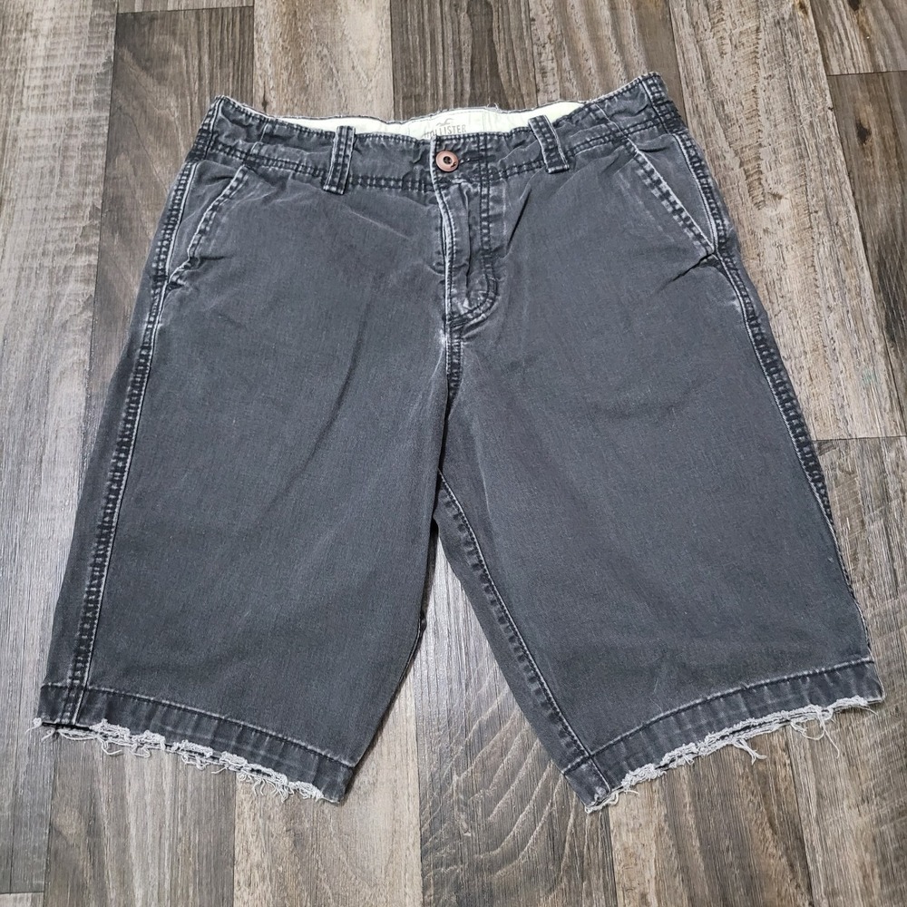 Hollister Men's Shorts Size 30 Waist Black Wash Distressed Loose Fit